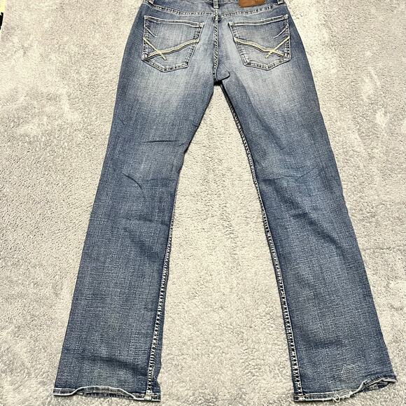 BKE Jeans Mens 31 x34 Jake Straight Whisker Distressed Blue Denim Pants ** - Picture 4 of 11